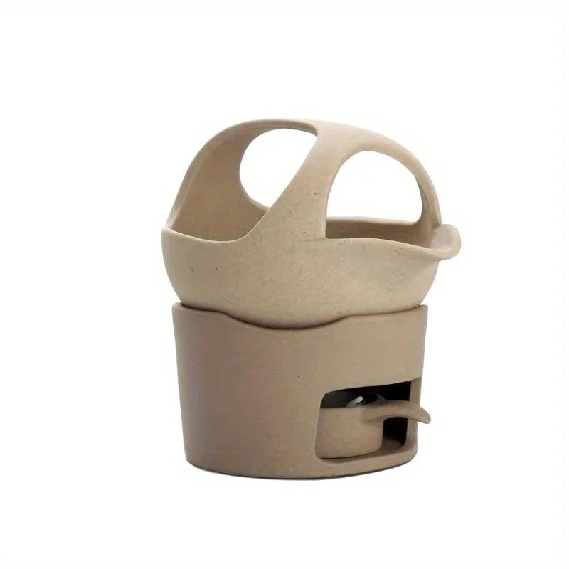 

1 шт. керамическая курильница для благовоний, грубая керамика, аромакуритель, креативная лампа для эфирного масла кунг-фу, подсвечник для чайной церемонии, домашний декор бежевый