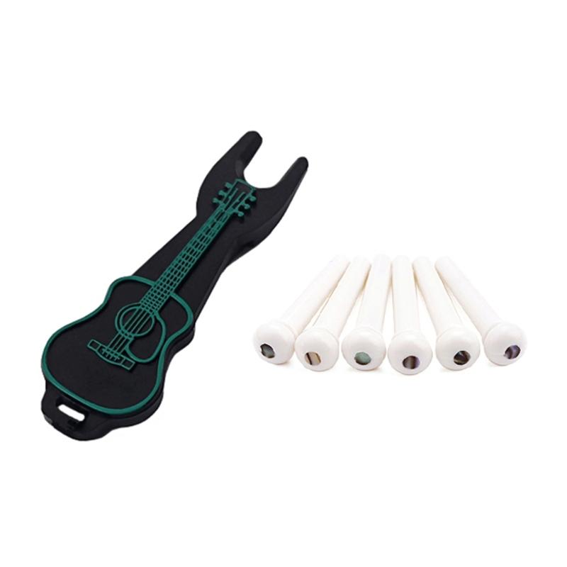 6Pcs Bone Acoustic Guitar Bridge Pegs Folk Guitar Bridge Pin Pegs Guitar String Pin Replacement Guitar Part Accessories 1