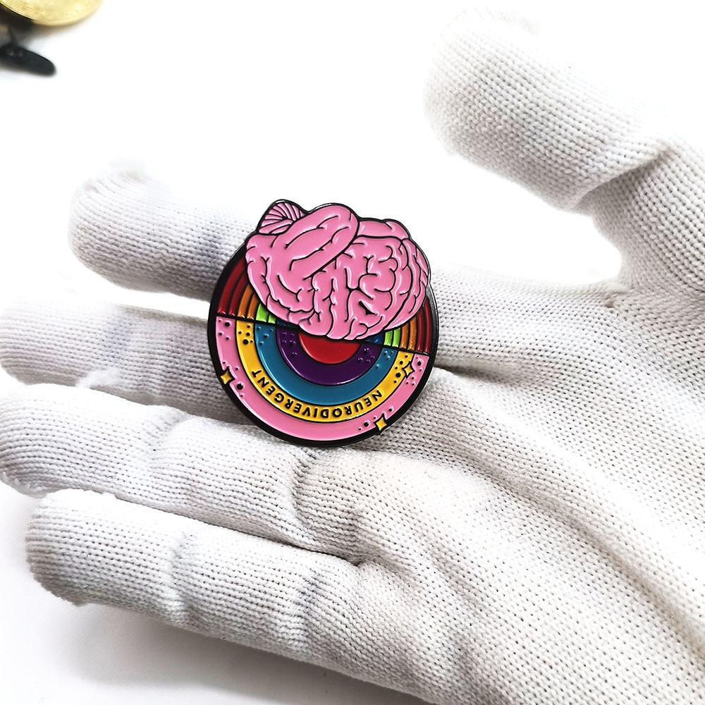 Creative Human Brain DJ Brooch - Funny Gift & Fashion Accessory for Backpacks and Clothing
