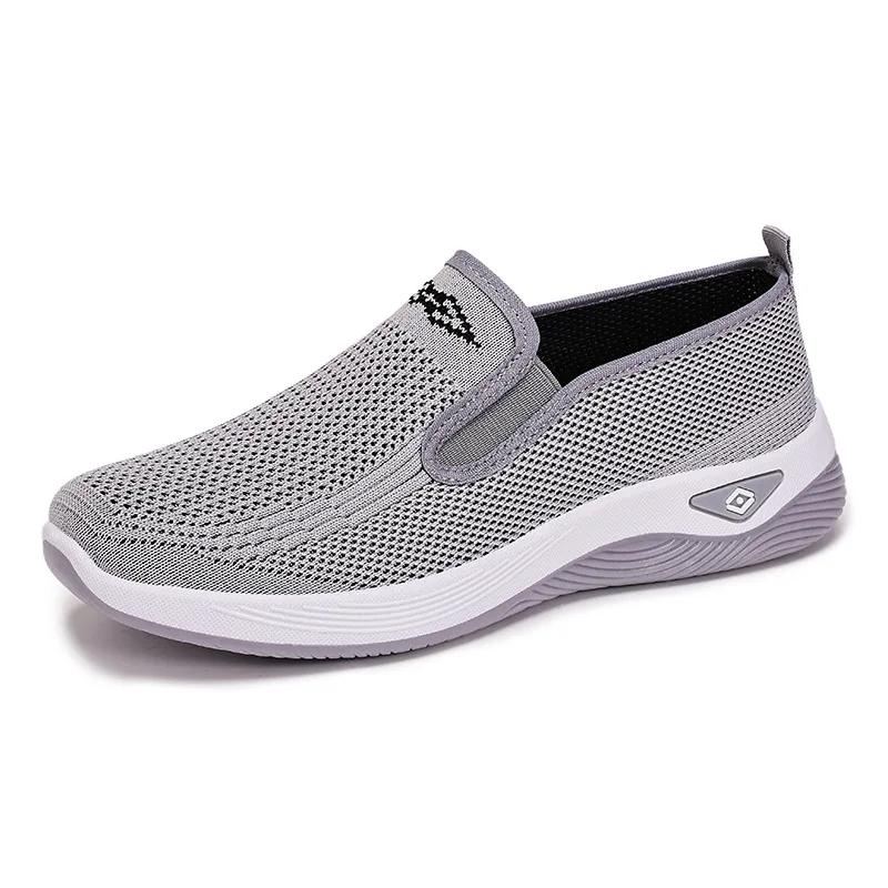 Fashion Lightweight Elastic Slip On Casual Shoes Woman Soft Sole Breathable Knitting Sneakers Woman Comfortable Non Slip Walking Shoes