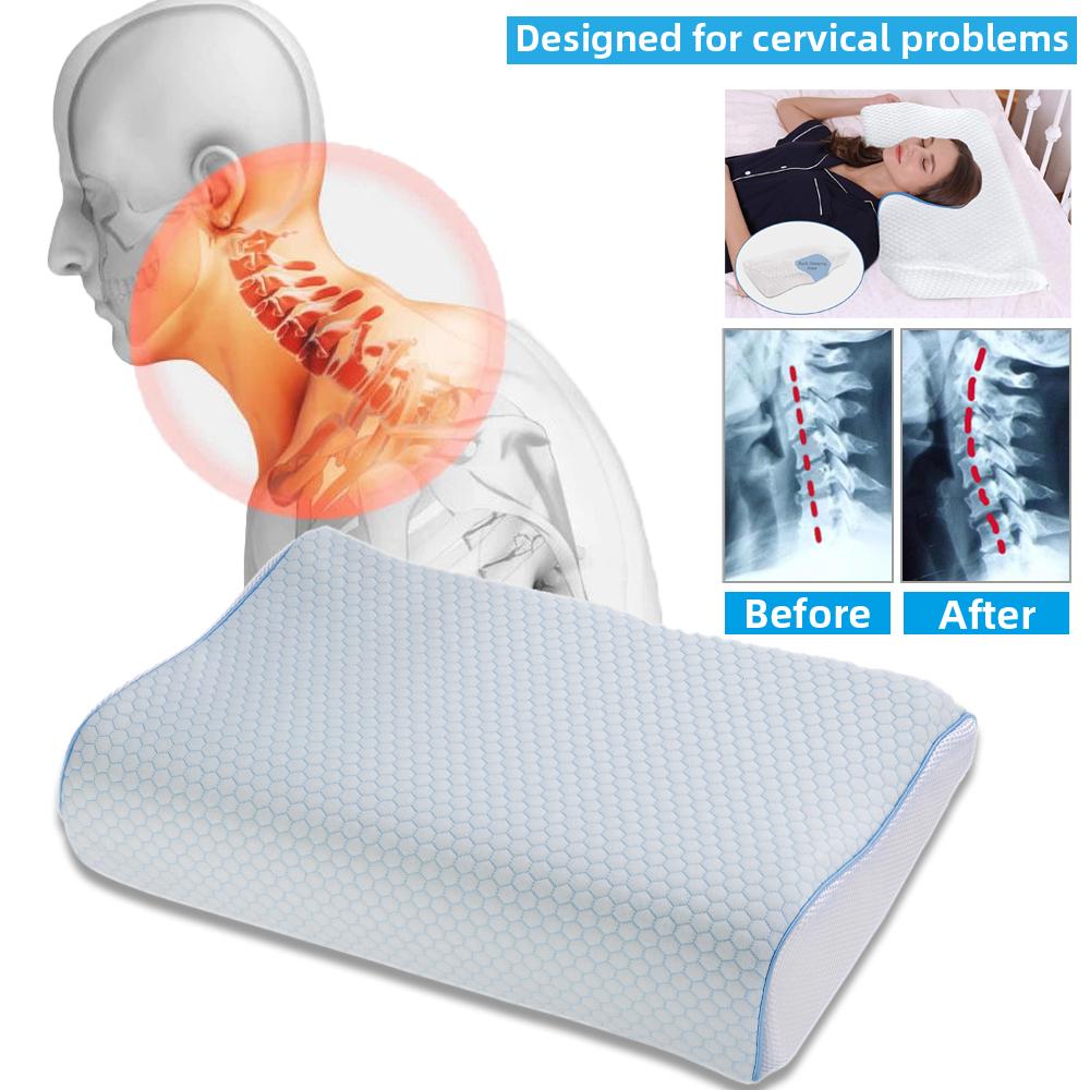 Oreiller orthopédique en mousse à mémoire de forme, oreiller cervical à rebond lent, mémoire ergonomique, relaxation du cou, sommeil confortable