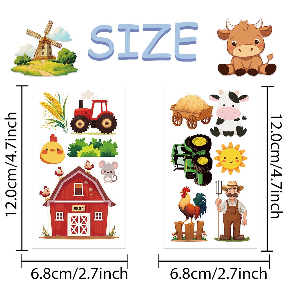 10sheets Funny Farm Animals Tattoo Stickers For Arm Body Hand Temporary Fake Waterproof Tattoo Stickers Kids Creative Gifts