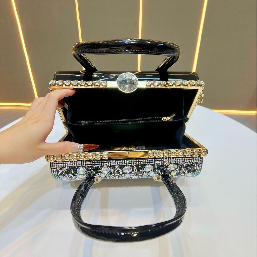 Bolso de Noche Brillante 2024 para Mujer, Bolso de Mano de Lujo con Pedrería para Boda, Bolso de Hombro de Gran Capacidad para Fiesta de Graduación