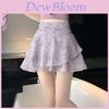 Short Skirt Summer Fashion Cotton Blend Embroidered Floral Ruched Pleated For Women