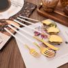 White Gold 30Pcs Dinnerware Set Knife Dessert Fork Spoon Tableware Cutlery Set 18/10 Stainless Steel Flatware Silverware Sets