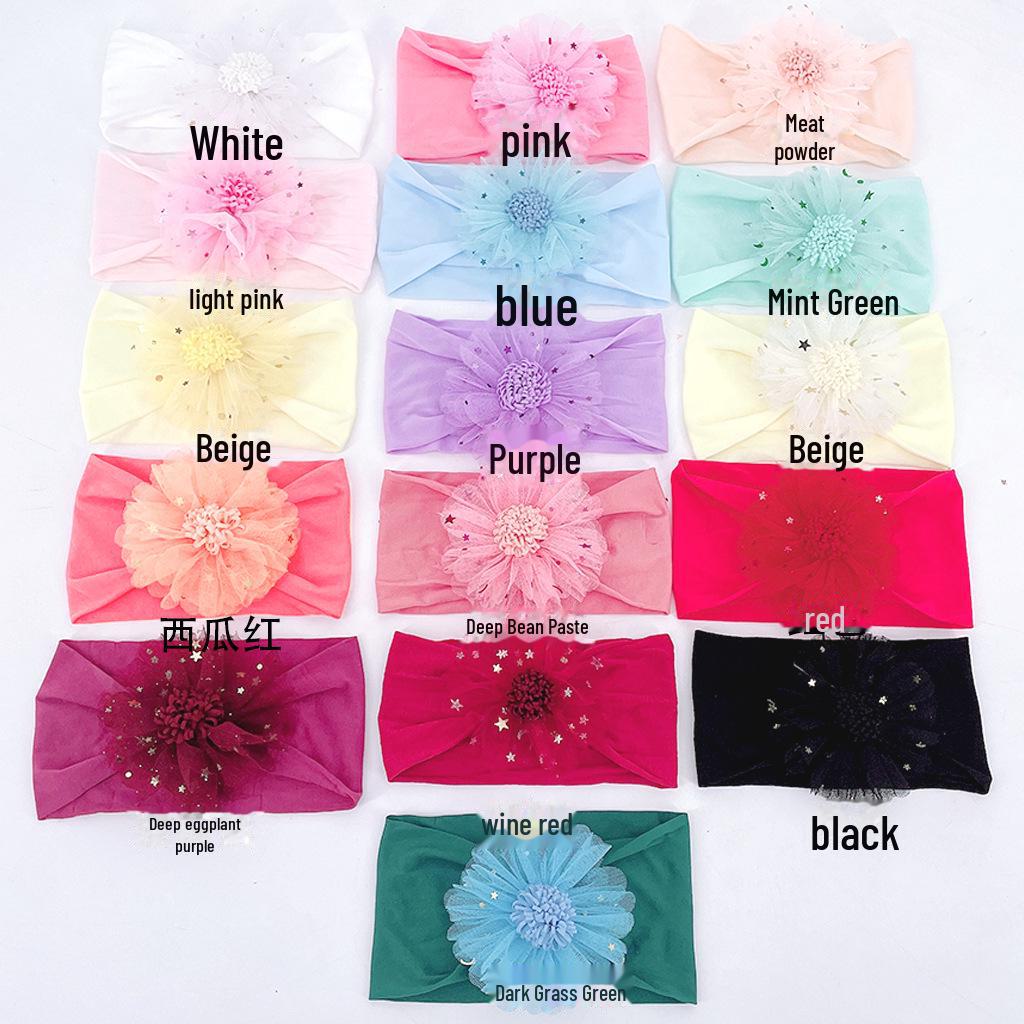 

Европейский и американский детский сетчатый нейлоновый ободок со звездами и цветами 2022 г. - головной убор-тюрбан для младенцев