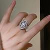 Huitan Aesthetic Hollow Daisy Flower Design Rings for Women Full Sparkling Crystal Cubic Zirconia Romantic Wedding Band