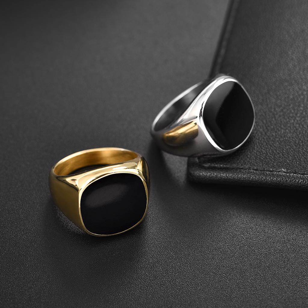 Fashion Men's Ring Punk Rock Smooth 316L Stainless Steel Signet Ring for Men Hip Hop Party Jewelry Male Wedding