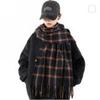 Retro plaid Japanese and Korean atmosphere plaid scarf women's plaid series contrasting color warm shawl student scarf
