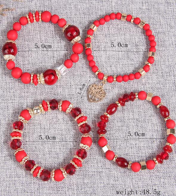 Bohemian Ethnic Multi-Layer Heart Pendant Bead Bracelet