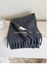 Korea selection 111 pure fringed scarf women's autumn and winter high-density solid color thickened warm versatile plush scarf