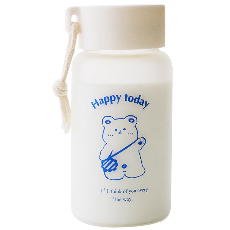 New Style Cartoon Frosted Glass Cup Portable Outdoor Creative Milk Cup Borosilicate Glass Tumbler less