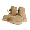 Women's 2025 Vintage Suede Workwear Ankle Boots - Thick-Soled, Yellow, Street Style for Spring & Autumn