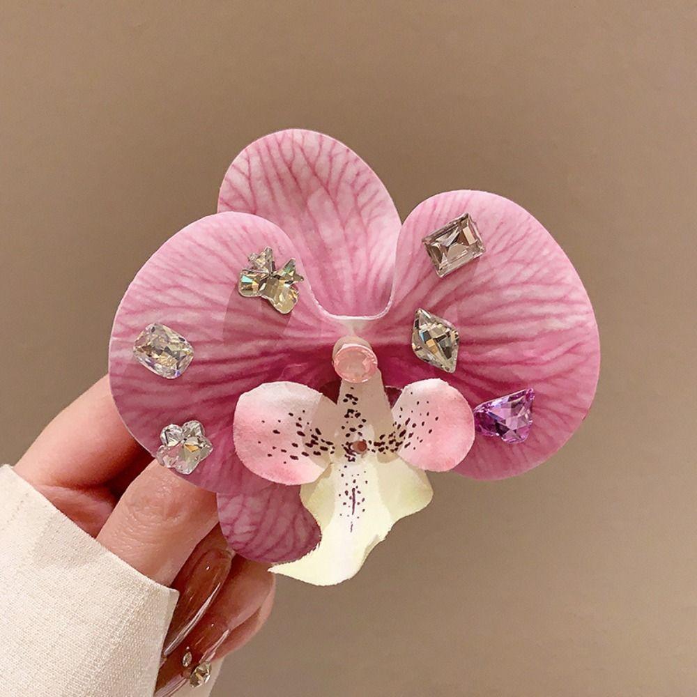 Butterfly Orchid Seaside Vacation Headwear Crystal Bohemia Barrettes  Photograph