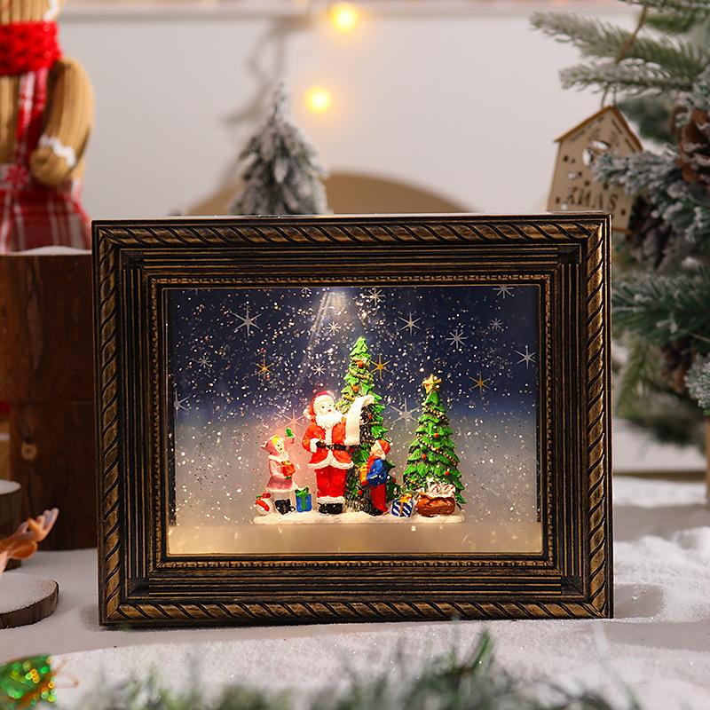 Christmas decoration picture frame crystal luminous wind light music box music box snow Christmas gift 01