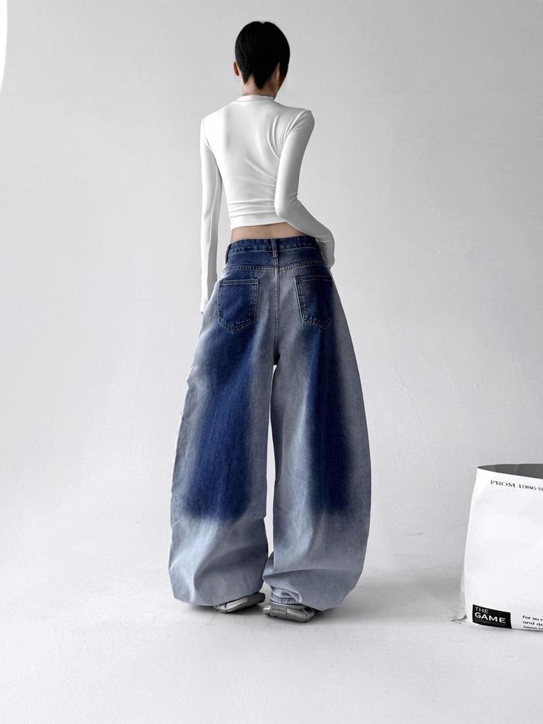 Summer Trendy Retro Gradient Loose Casual Denim Pants