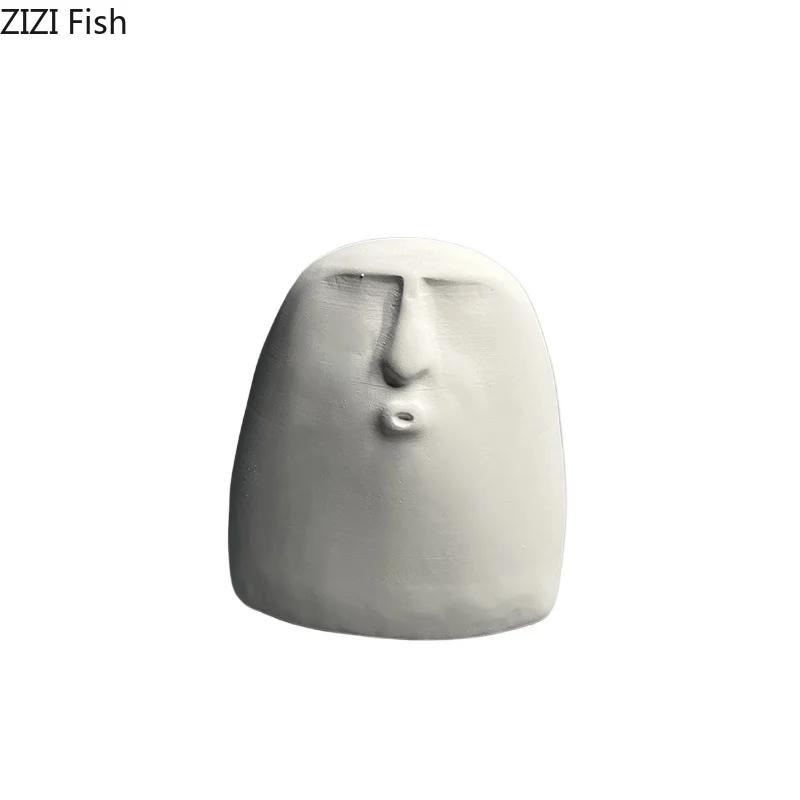 Abstract Stone Human Face Plaster Statue Desk Decoration Ornaments Creative Artwork Characters Sculpture Room Aesthetic Decor