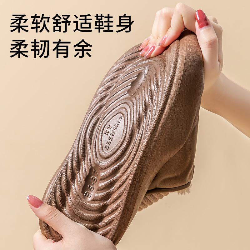 Waterproof cotton slippers 2025 autumn wear non-slip thick-soled velvet office bag and warm slippers