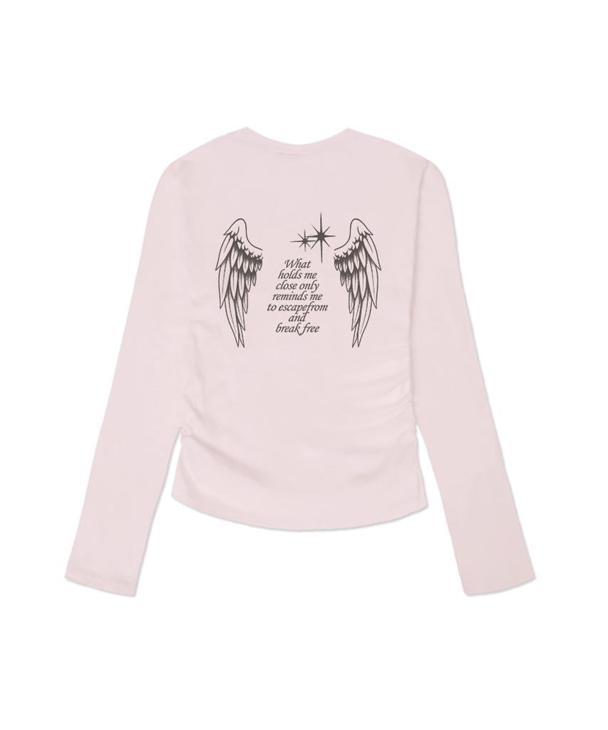 ESCAPEFROM Break Free Statement Print Slim Fit Shirred Long Sleeve [4 Colors]