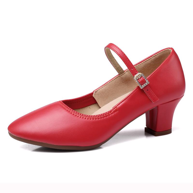 

Женские серебряные туфли для латинских танцев: Мягкая подошва, средний каблук, идеально подходит для современных и бальных танцев 37 красный