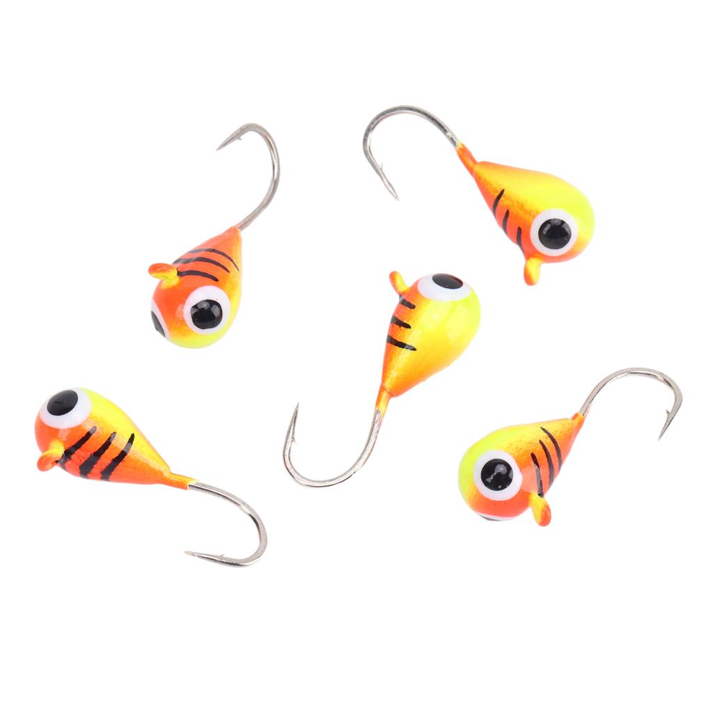 5pcs Ice Fishing Jigs Hook High Carbon Steel Winter Ice Fishing Lures Portable Fishing Hook Tackle for Outdoor 5mm