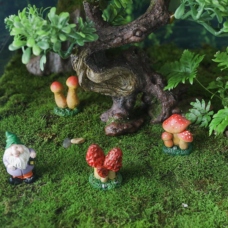 Red Mushroom Resin Ornament for Succulent Pots - DIY Micro Landscape Decoration
