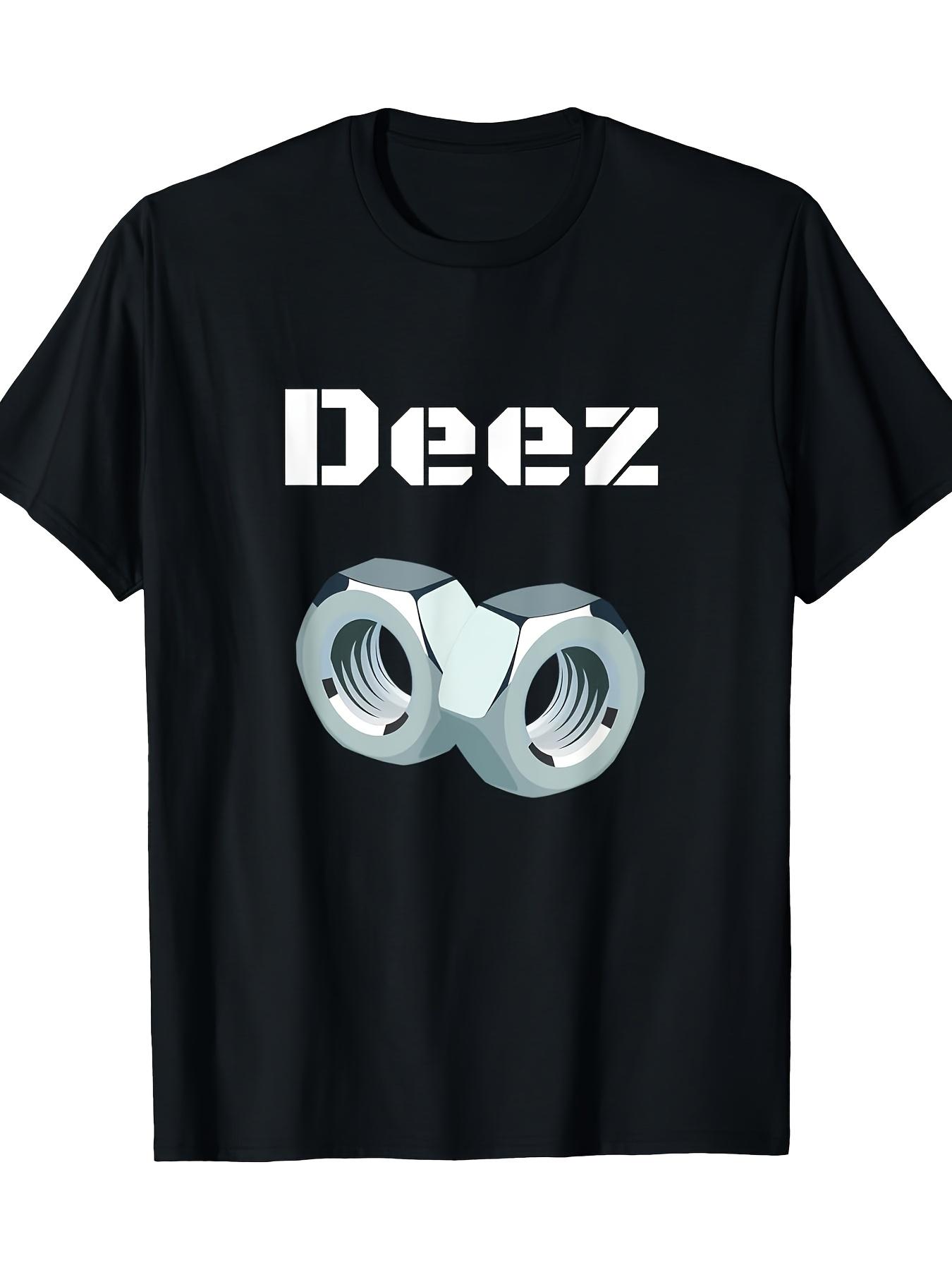 100% Cotton Deez Nuts Graphic T-shirt - Casual Crew Neck Short Sleeve with Screw & Nut Design XXXXL