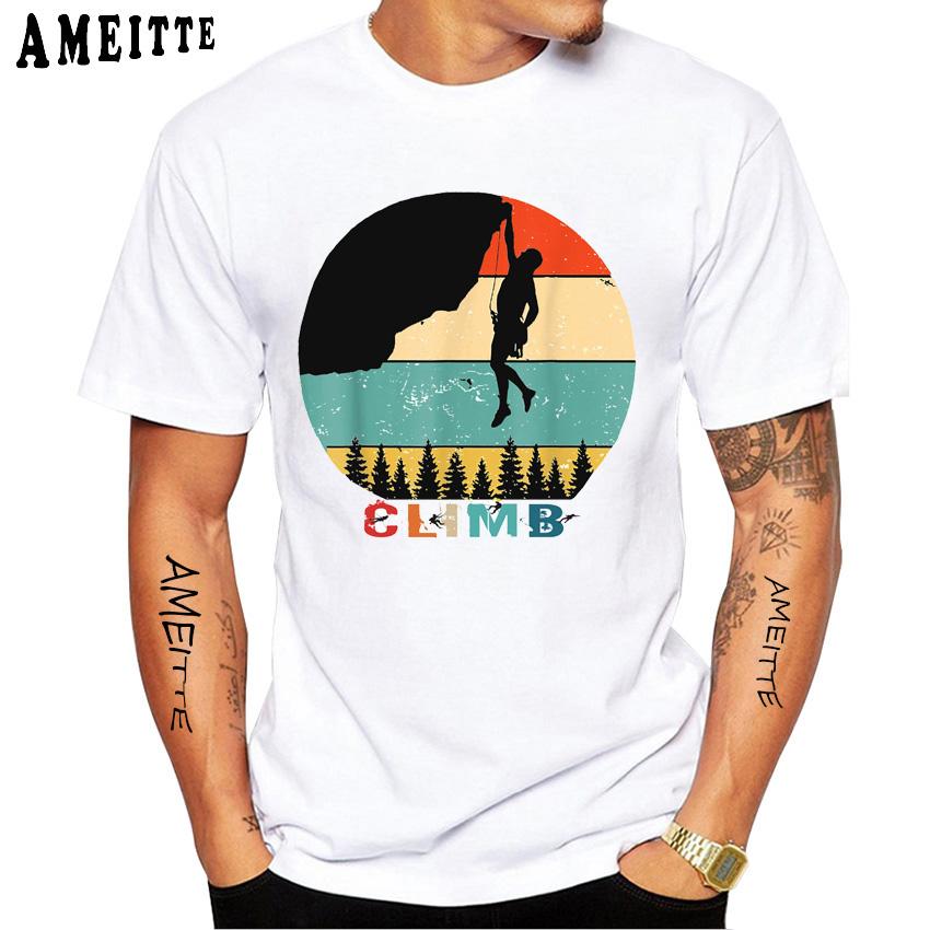 Rock Climbing Climber Funny 3d Print Classic Men T-Shirt New Men Short Sleeve Summer Sport White Casual Tees Hip Hop Tops