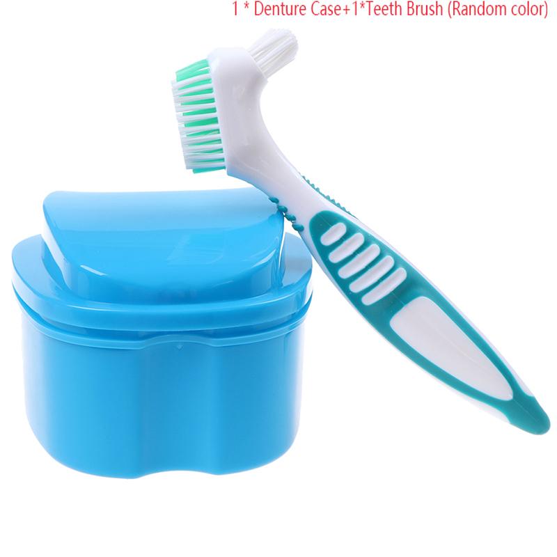 

Dental False Teeth Storage Box with Hanging Net Container Cleaning Teeth Cases Artificial Tooth Boxes Denture Bath Box Organizer синий