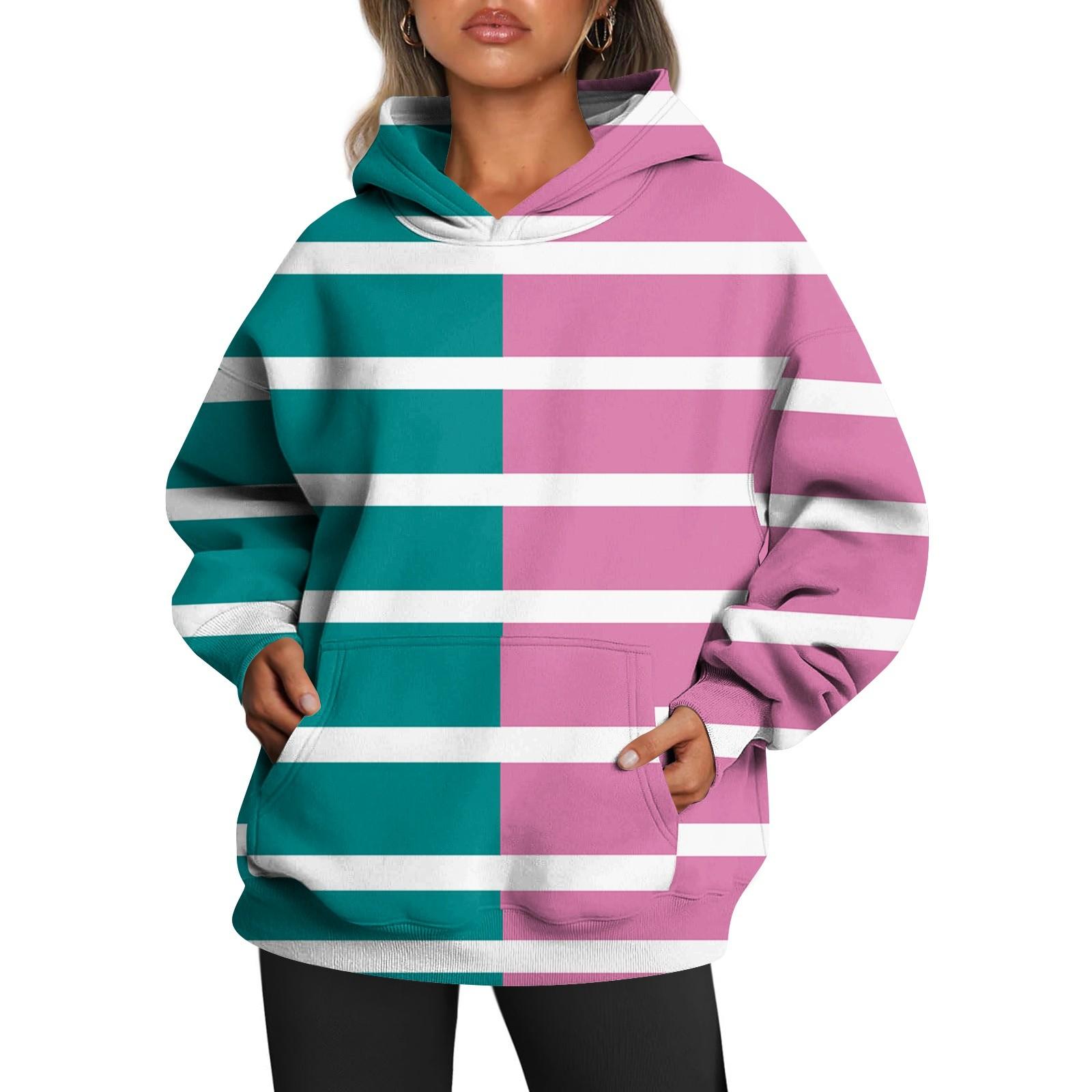 

Женские толстовки с капюшоном большого размера с длинным рукавом с принтом, пуловеры, осенние наряды с карманом L розовый