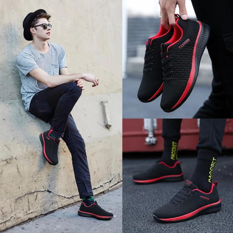2025 Men Running Walking Knit Shoes Fashion Casual Men Sneakers Breathable Sport Athletic Gym Lightweight Running Shoes