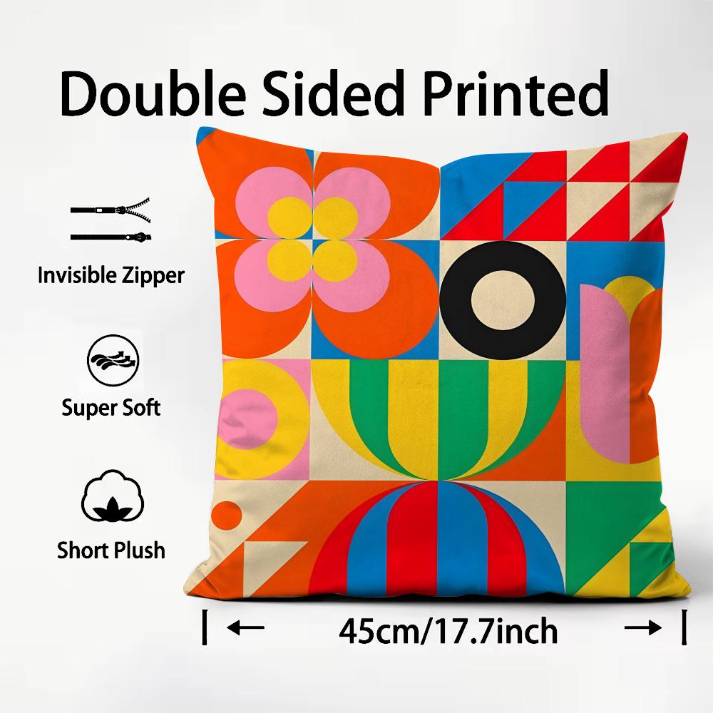 Geometric Patterns Luxury Cushion Cover Plush Fabric Soft DoubleSided Printed Sofa Warm Winter Home Child Gift Pillow Case