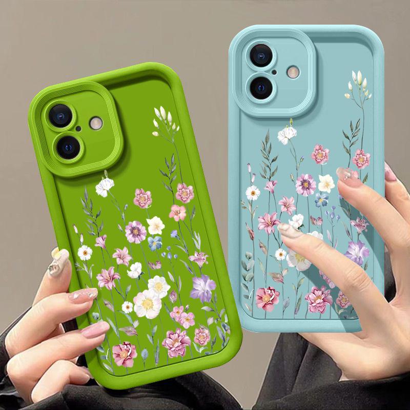 Pentru iPhone 16 Pro 15 14 Plus 13 12 Pro Max 11 Xs Xr 8 7 Roz Motiv Floral Rezistent la șocuri Moale TPU Protecție lentile Husă pentru telefon anti-cădere