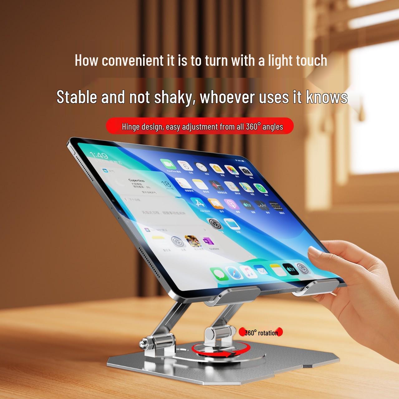 Rotatable Foldable Metal Tablet & Phone Stand for iPad, Mobile Gaming, Learning, & Desk Use