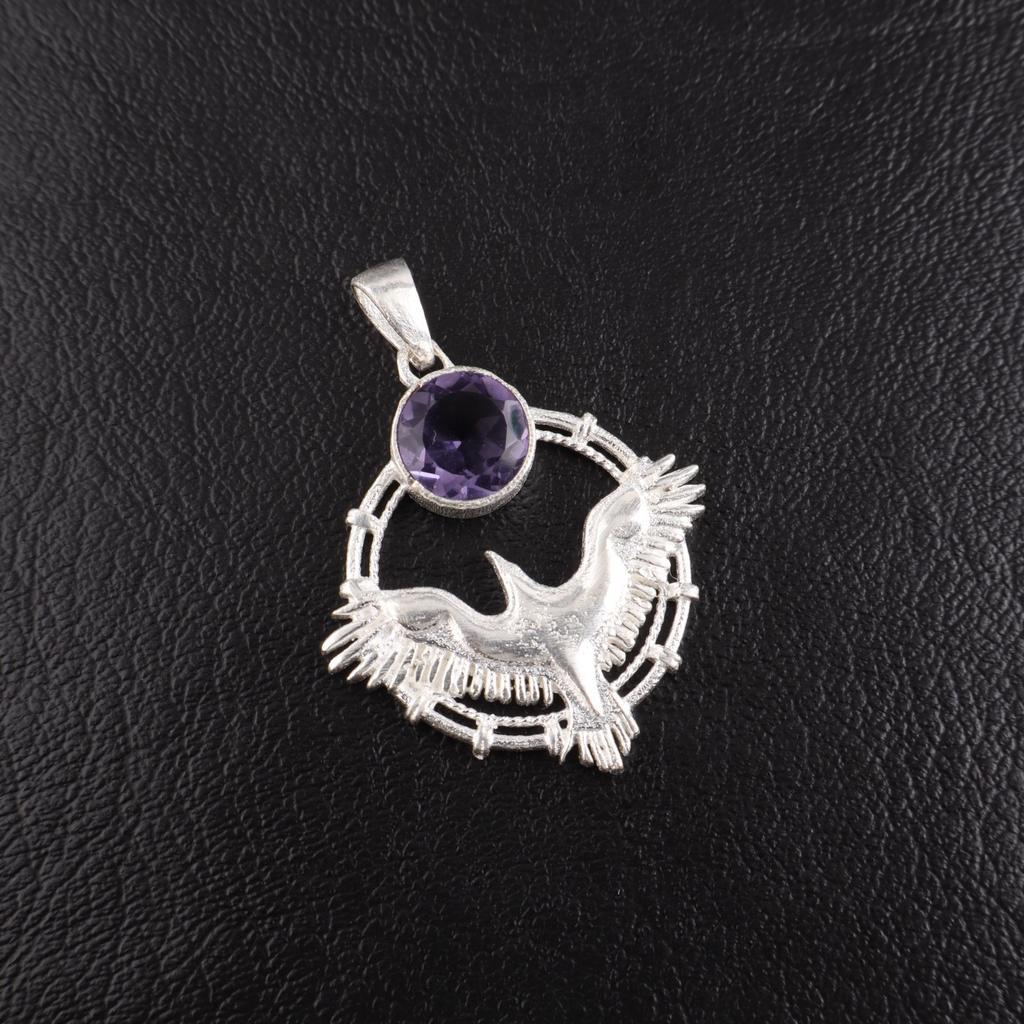 Iolite Gemstone 925 Sterling Silver Jewelry Handmade Pendant 1.43" Gift For Wife CP-38-9