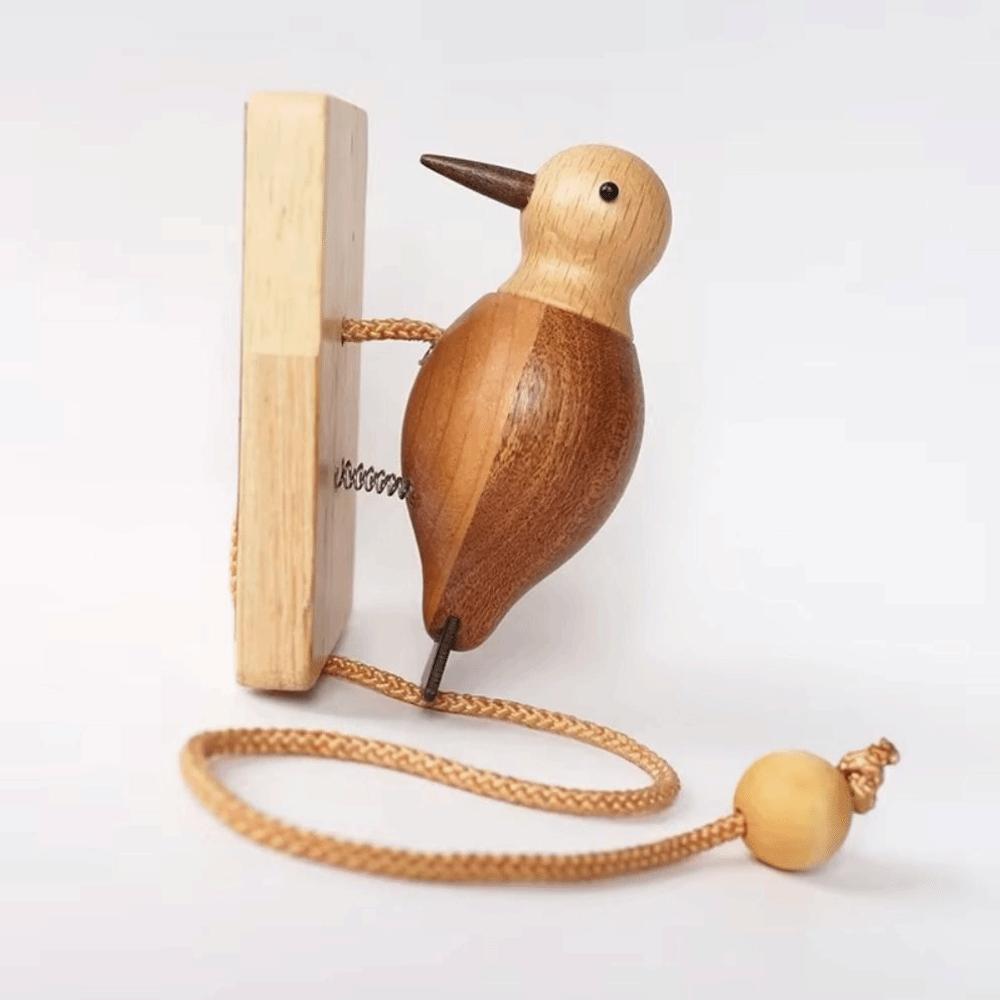 Housewarming Door Knocker Retro Wooden Woodpecker Easy Installation Pendant Doorbell Gift