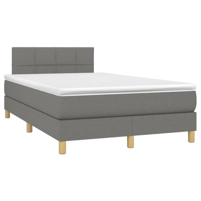 3140602 vidaXL Lit à sommier tapissier avec matelas Gris foncé 120x200cm Tissu