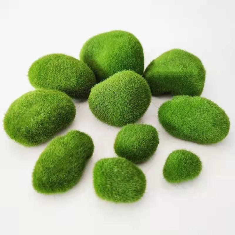10pcs Simulated Moss Stones for Home Garden Flower Pots - Micro Landscape Decor & Garden Ornaments
