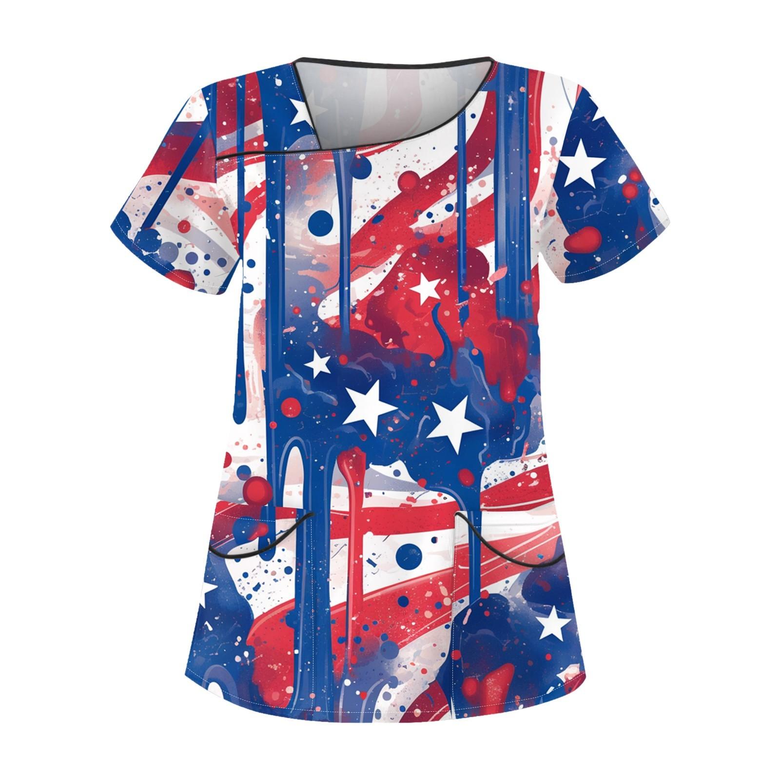 

Женская рабочая одежда с принтом, косым воротником и двухслойными карманами, базовые топы, пуловер S