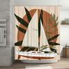 Nautical Boat Sailboat Print Shower Curtain Greenery Decor Bath Linen Waterproof Fabric for Home Bathroom DecorationsOrange Whit