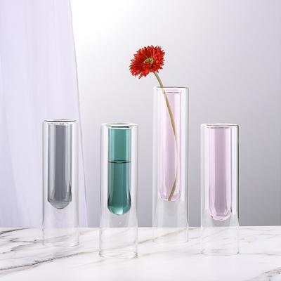 Nordic Double-layer Glass Vase Creative Transparent Hydroponics Plant Pots Flower Arrangement Floral Vases Home Decorative