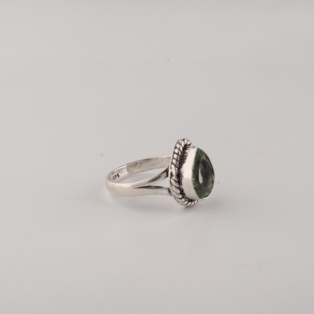 Green Amethyst Gemstone 925 Sterling Silver Jewelry Handmade Designer Ring Birthday Gift For Her RR-85-14