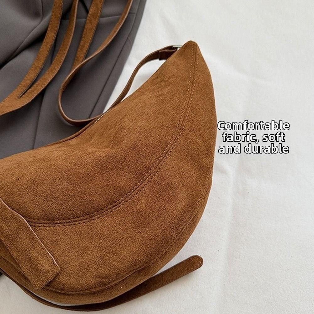 Einfache Wildleder Crossbody Tasche Reißverschluss Weiche Umhängetasche Pendeltasche Pendeln