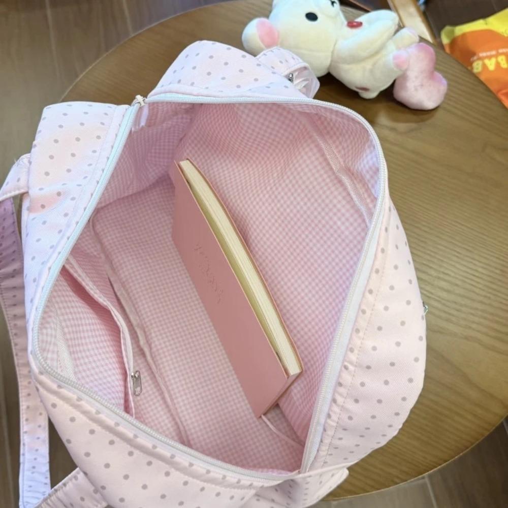 New Fashionable Polka Dot Sweet and Cute Ita Bag Large Capacity Women's Handheld Tote Bag Versatile Commuting Shoulder Bag
