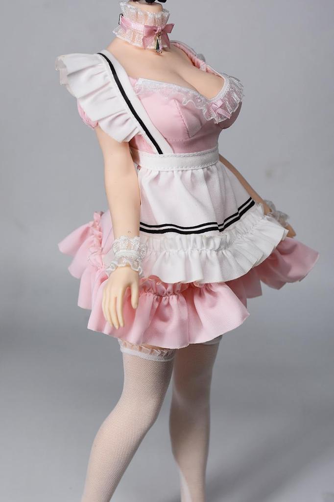 Figurka w skali kompatybilna z ciałem TBLeague styl GS kompatybilna z ciałem TBLeague Seksowna piękna kobieta Zestaw mundurek pokojówki i głowa nie