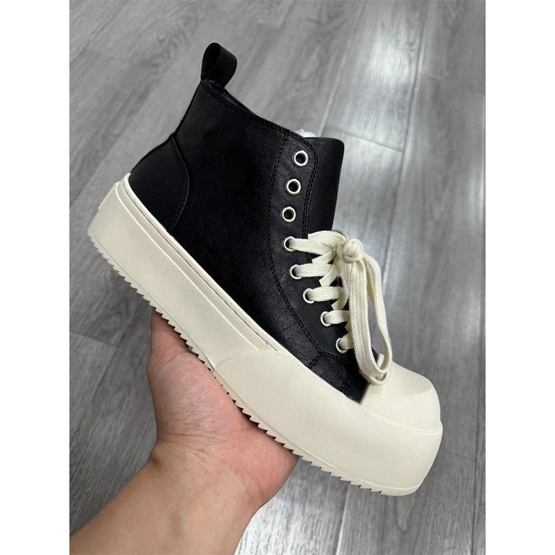 Fashion Women's Platform Ankle Boots Men High-Top Lace-Up Thick-Soled Big Round Toe Shoes Unisex Couple Height-Increasing Sneakers