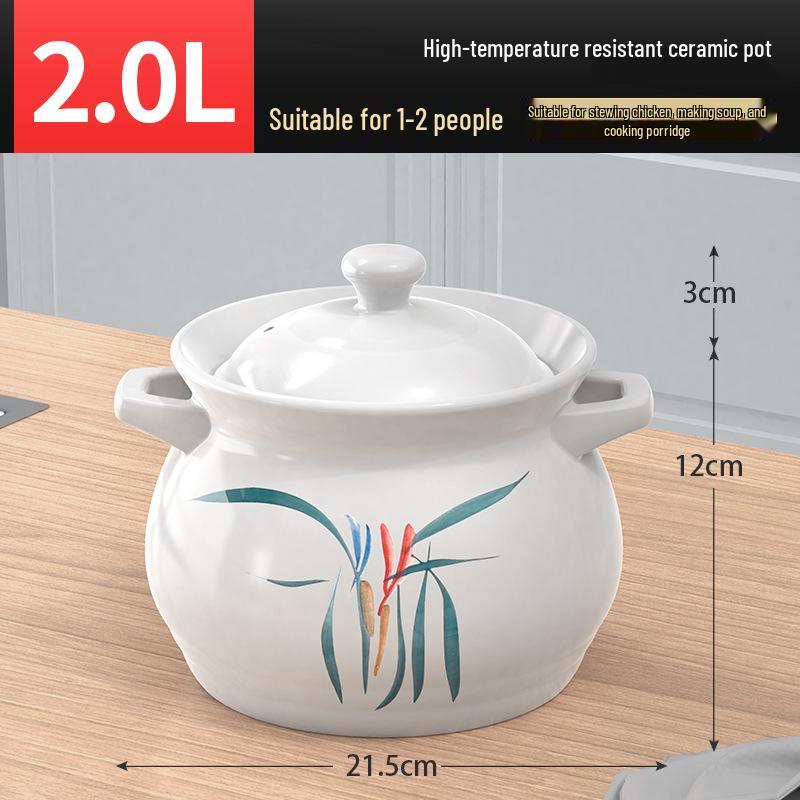 Ceramic Casserole Stew Pot for Gas Stove - Small, Dry-Burning Clay Soup Pot