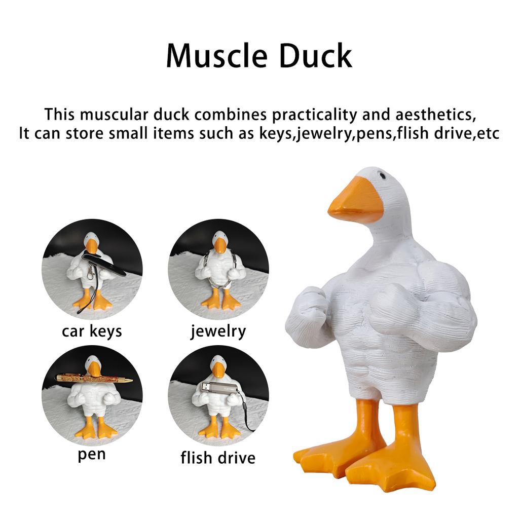 1 Piece of Creative and Quirky Muscle Duck Key Storage Ornament, Eye-Catching Desktop Decoration, Spreading Joy, Unique Home Decor Piece