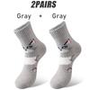 2Pairs Cartoon Cat Wool Socks for Women Thick Soft Warm Mid Tube Socks Winter Fleece Terry Loop Socks Outdoor Sports Gray