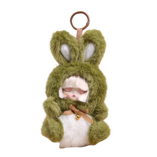 Hase Hoodie Vinylpuppe Schlüsselanhänger Plüschhase Plüschtier mit Glocke Niedlicher Rucksackanhänger und Autozubehör